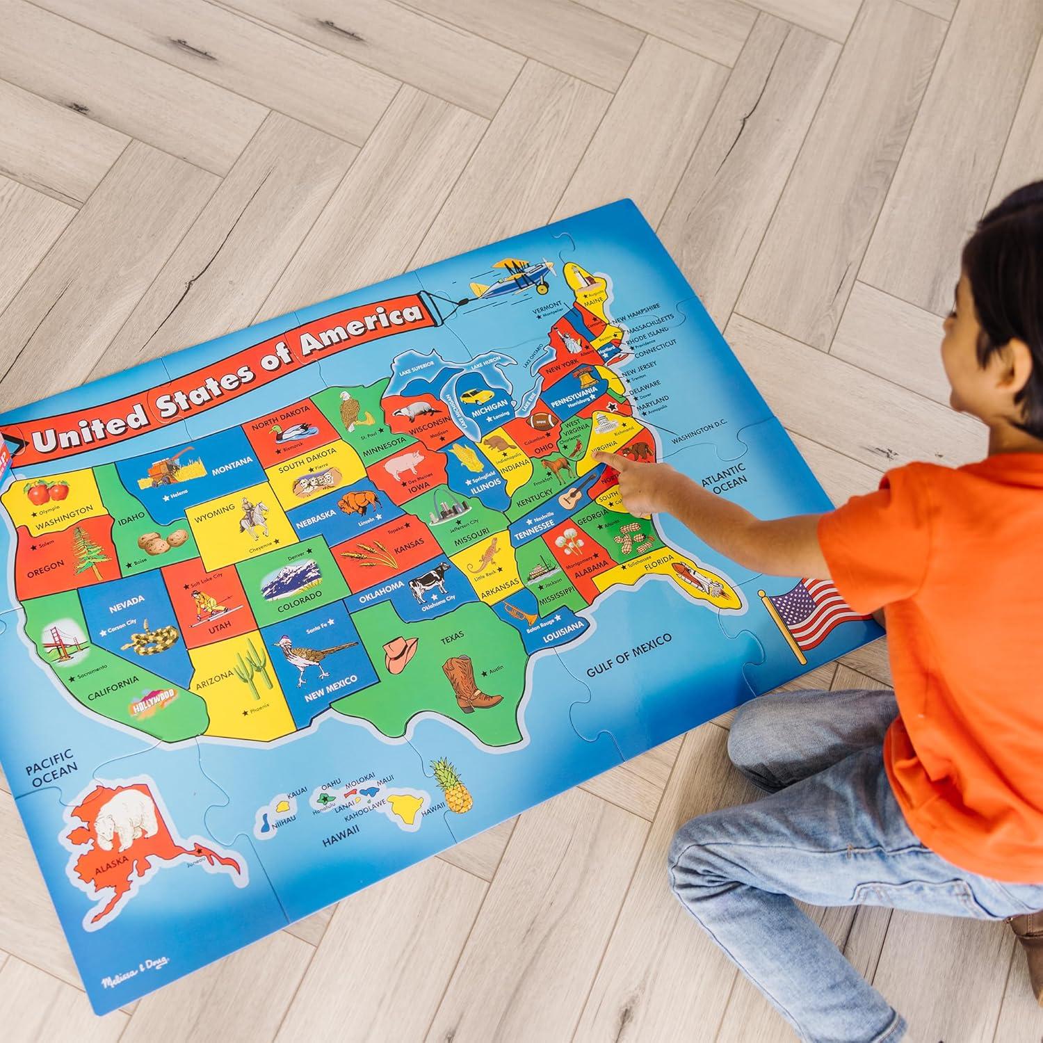 imageMelissa ampamp Doug USA Map Floor Puzzle 51 Jumbo Pieces 2 x 3 Feet Educational Geography Giant Puzzle for Kids Ages 6  FSC Certified