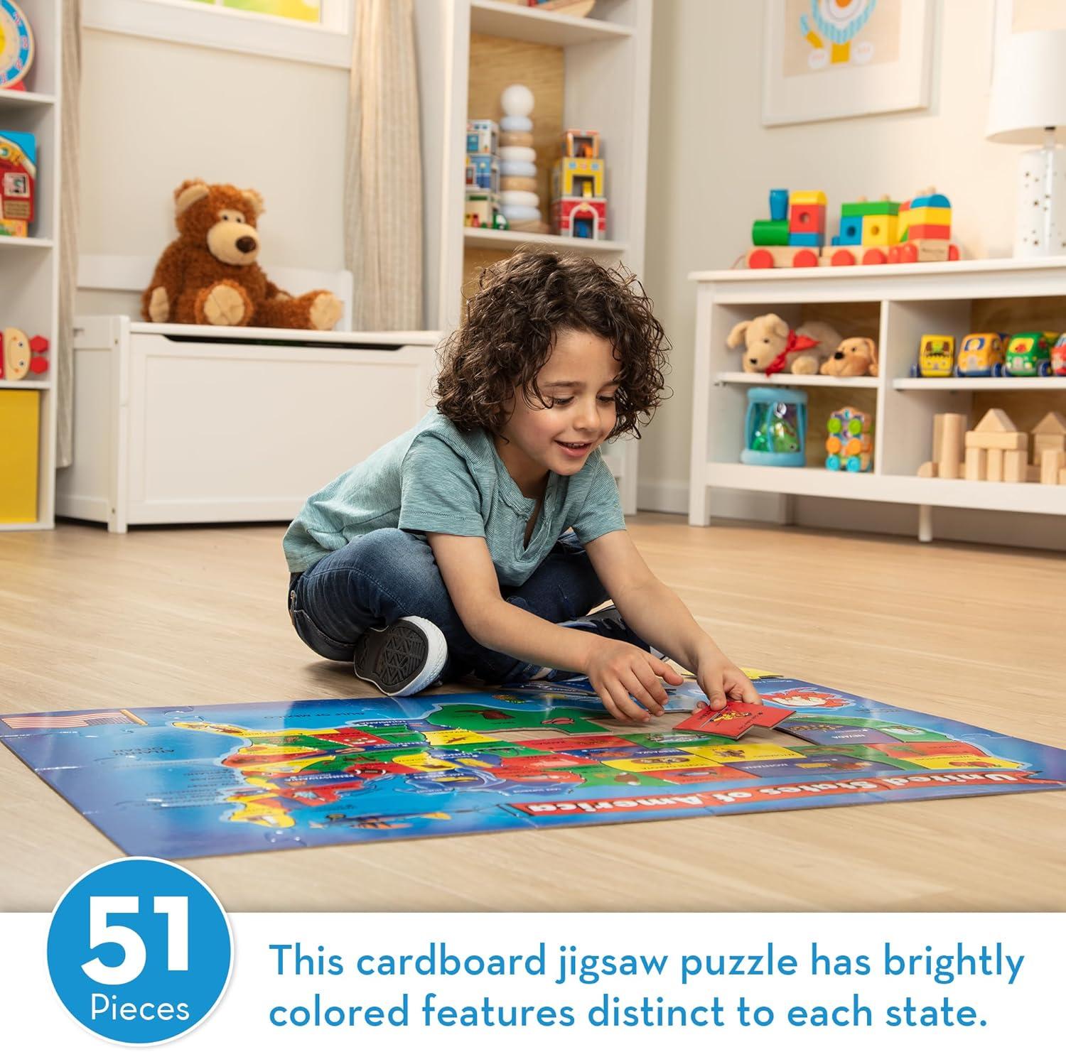 imageMelissa ampamp Doug USA Map Floor Puzzle 51 Jumbo Pieces 2 x 3 Feet Educational Geography Giant Puzzle for Kids Ages 6  FSC Certified