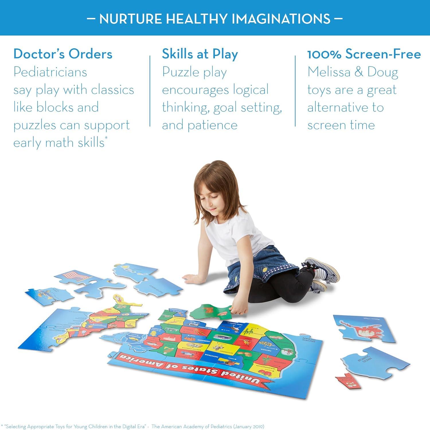 imageMelissa ampamp Doug USA Map Floor Puzzle 51 Jumbo Pieces 2 x 3 Feet Educational Geography Giant Puzzle for Kids Ages 6  FSC Certified