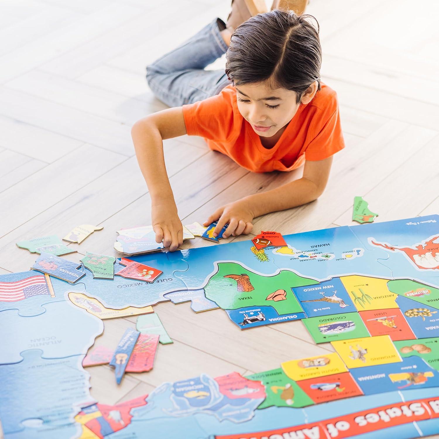 imageMelissa ampamp Doug USA Map Floor Puzzle 51 Jumbo Pieces 2 x 3 Feet Educational Geography Giant Puzzle for Kids Ages 6  FSC Certified