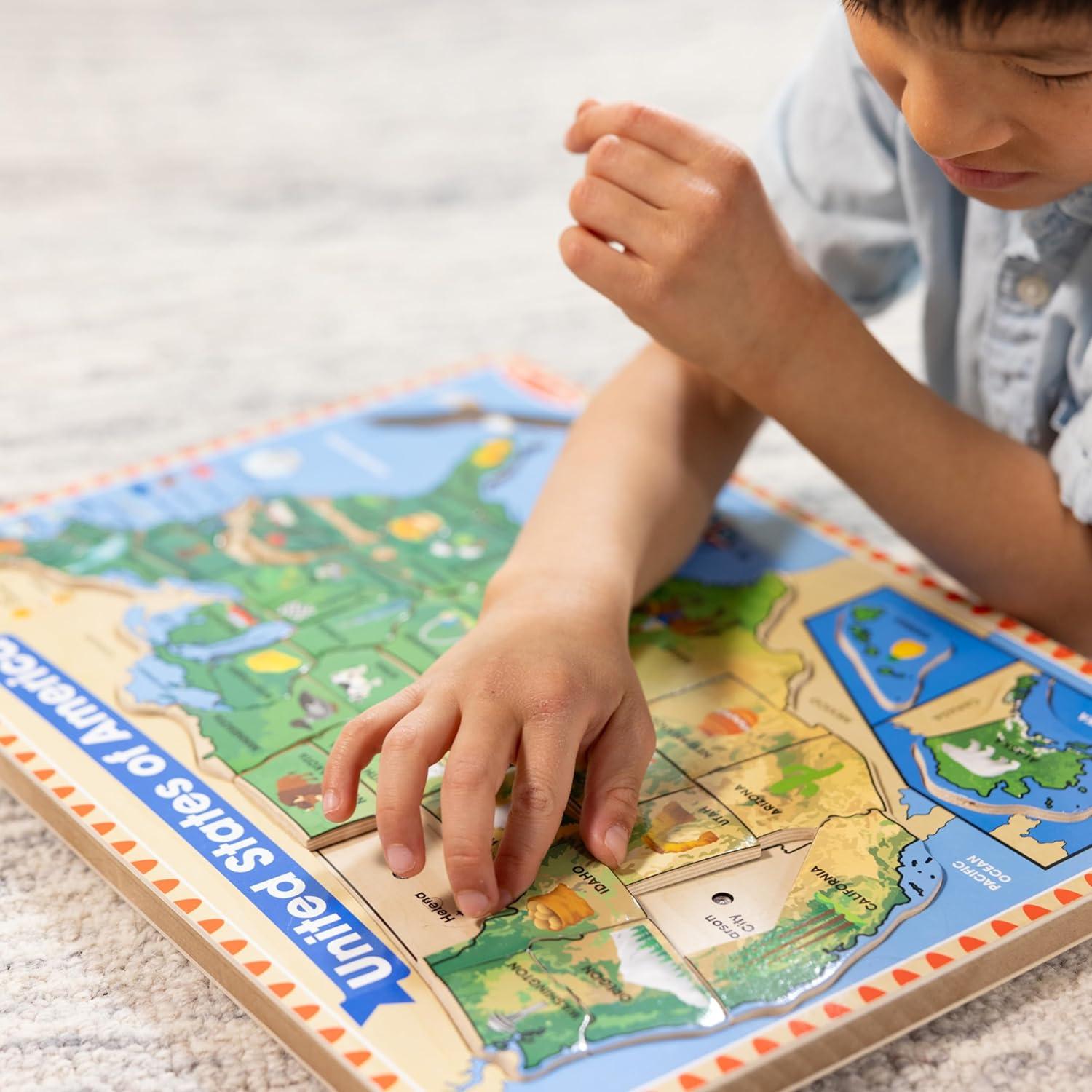 imageMelissa ampamp Doug USA Map Sound Puzzle  Wooden Puzzle with Sound Effects 40 pcs
