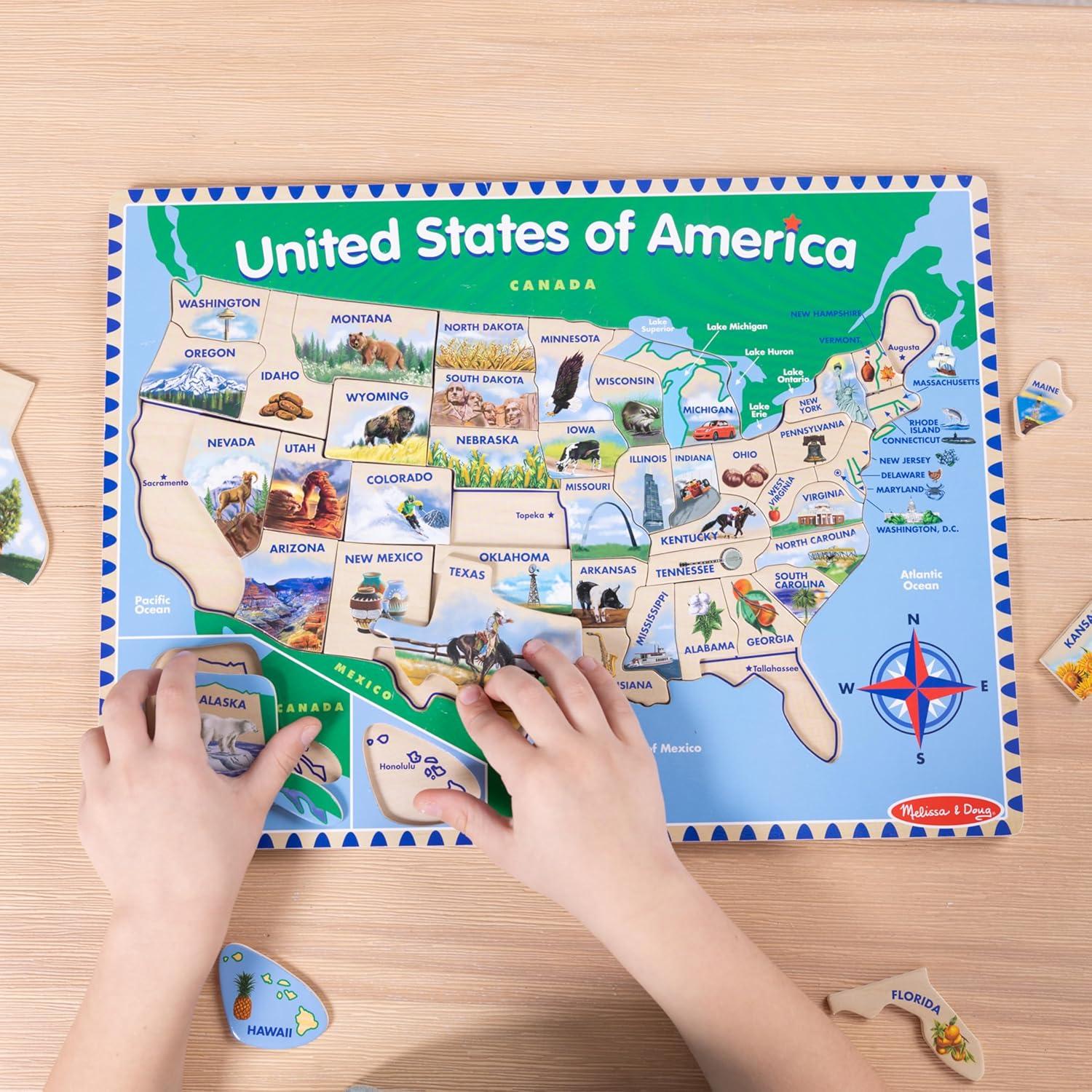 imageMelissa ampamp Doug USA Map Wooden Puzzle 45 pcs