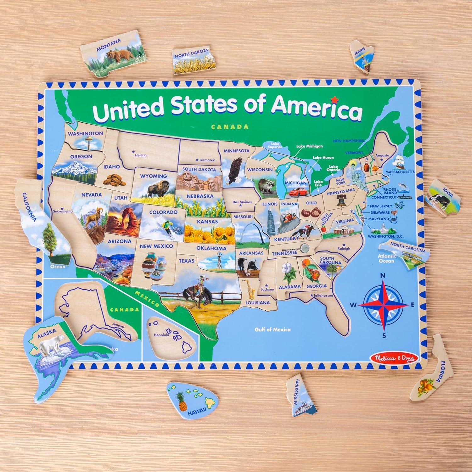 imageMelissa ampamp Doug USA Map Wooden Puzzle 45 pcs