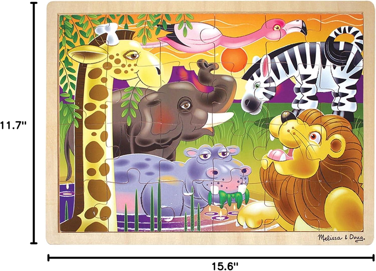 imageMelissa ampamp Doug Under The Sea Ocean Animals Wooden Jigsaw Puzzle with Storage Tray 24 pcsAfrican Plains Safari