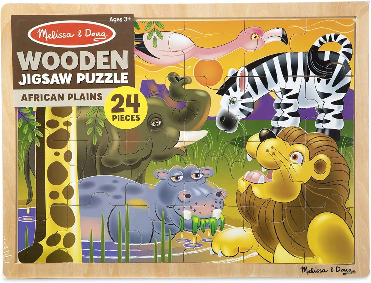 imageMelissa ampamp Doug Under The Sea Ocean Animals Wooden Jigsaw Puzzle with Storage Tray 24 pcsAfrican Plains Safari