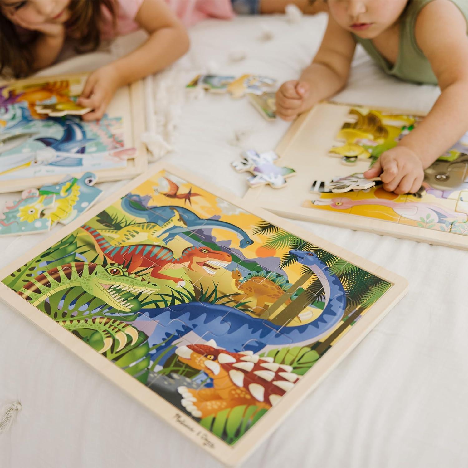 imageMelissa ampamp Doug Under The Sea Ocean Animals Wooden Jigsaw Puzzle with Storage Tray 24 pcsBundle Dinosaurs  Safari  Under the Sea