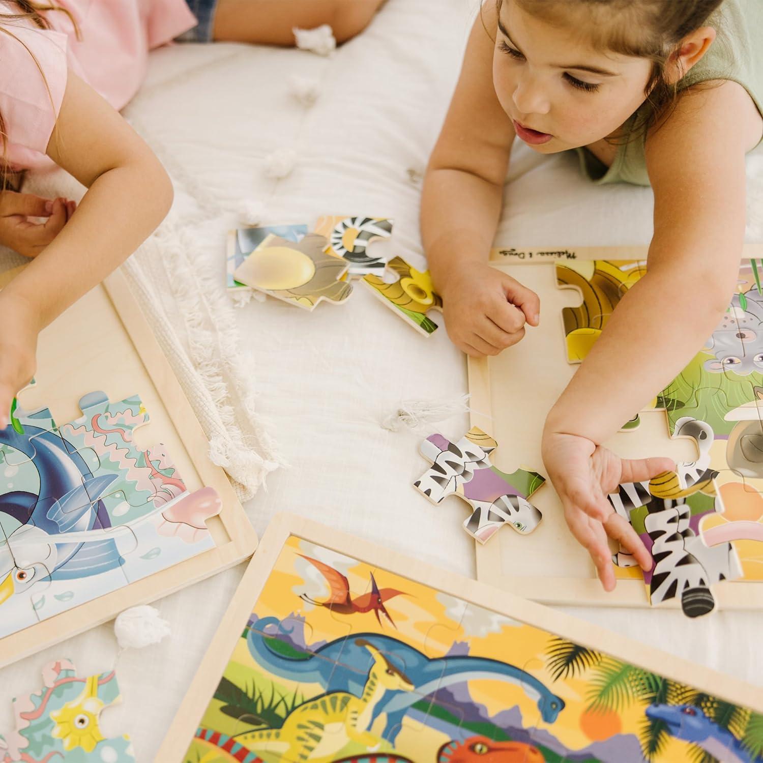 imageMelissa ampamp Doug Under The Sea Ocean Animals Wooden Jigsaw Puzzle with Storage Tray 24 pcsBundle Dinosaurs  Safari  Under the Sea
