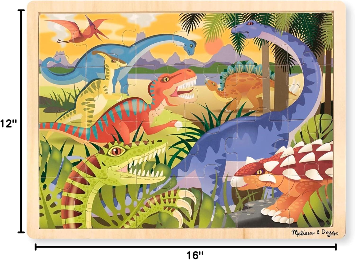imageMelissa ampamp Doug Under The Sea Ocean Animals Wooden Jigsaw Puzzle with Storage Tray 24 pcsDinosaurs