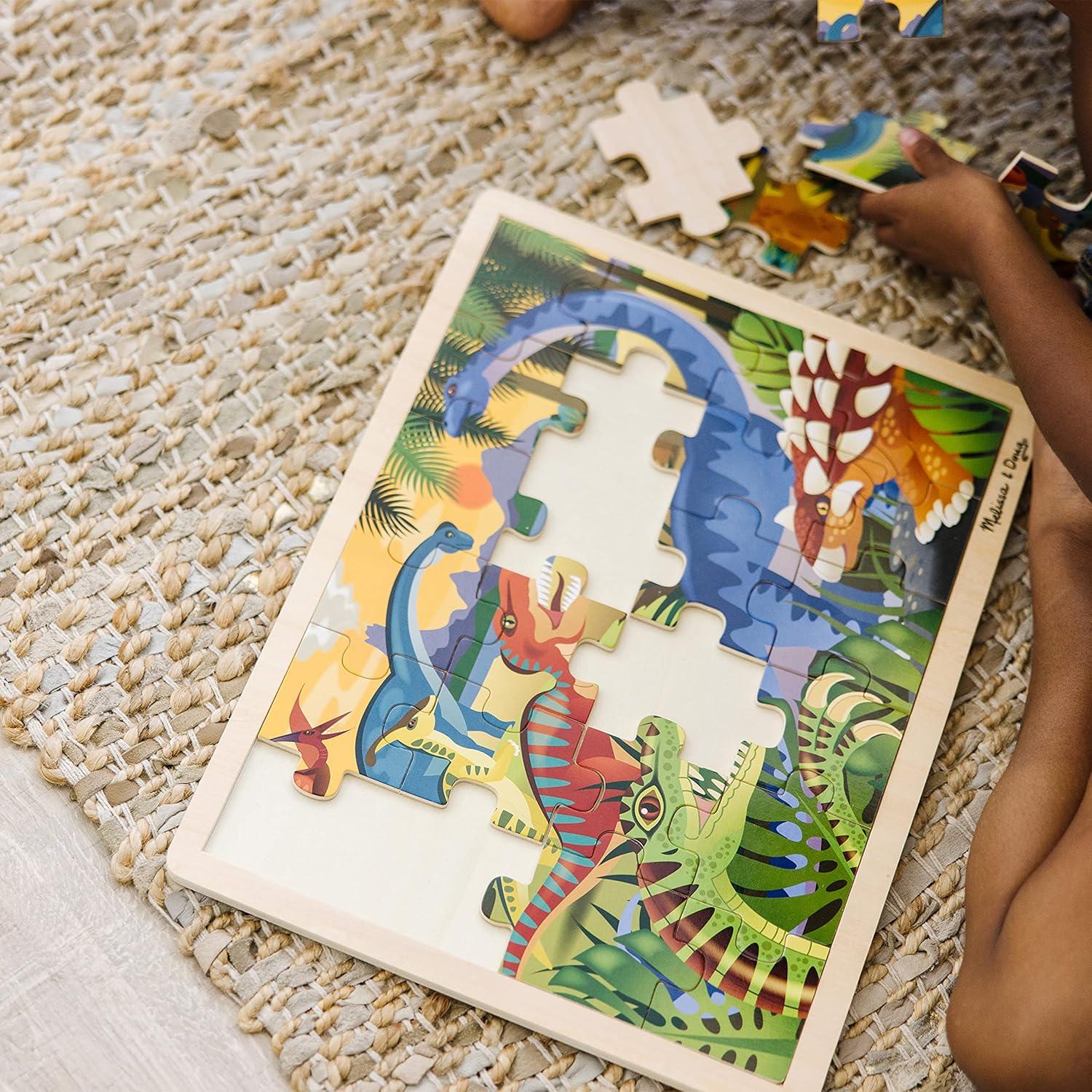 imageMelissa ampamp Doug Under The Sea Ocean Animals Wooden Jigsaw Puzzle with Storage Tray 24 pcsDinosaurs