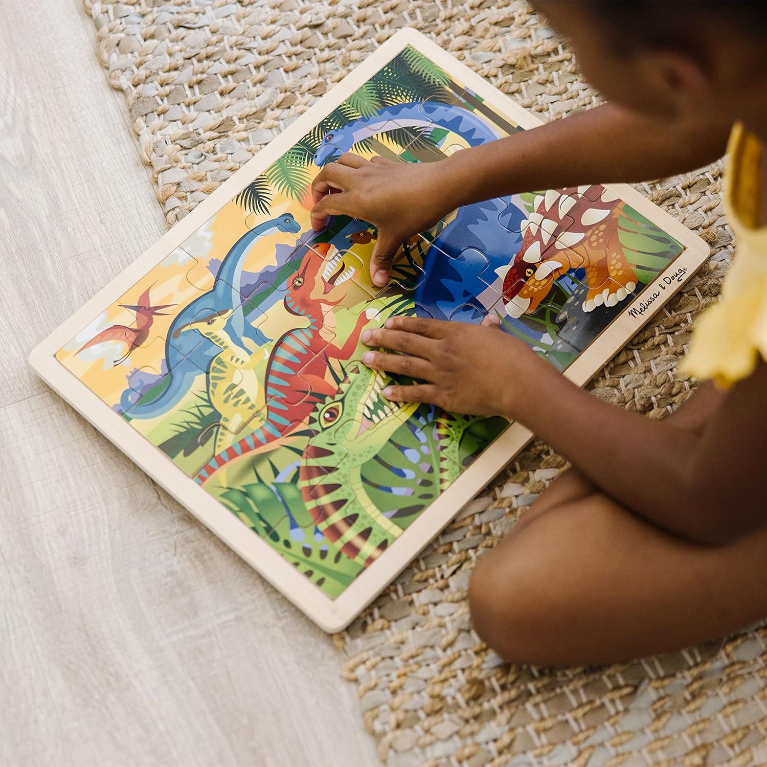imageMelissa ampamp Doug Under The Sea Ocean Animals Wooden Jigsaw Puzzle with Storage Tray 24 pcsDinosaurs