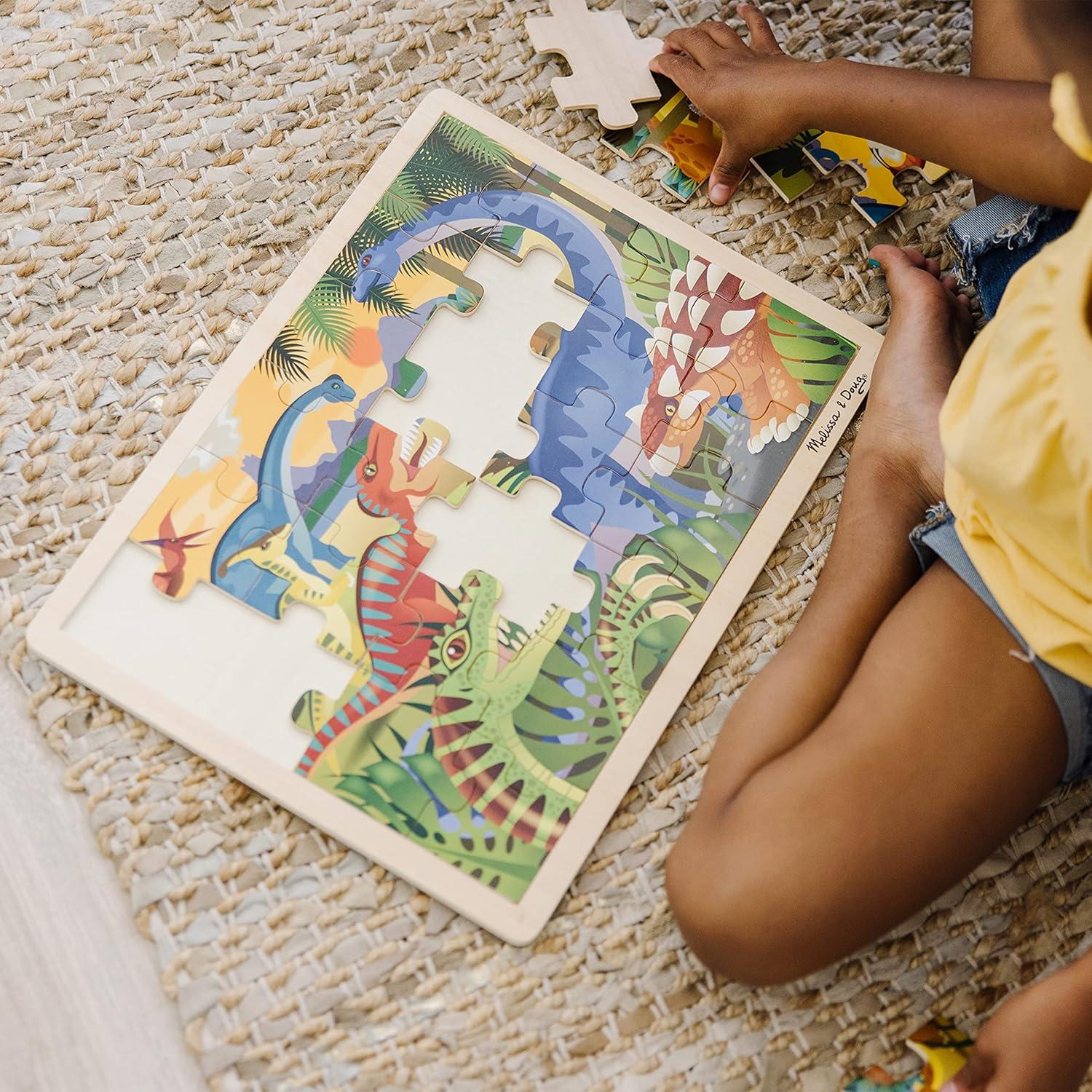 imageMelissa ampamp Doug Under The Sea Ocean Animals Wooden Jigsaw Puzzle with Storage Tray 24 pcsDinosaurs
