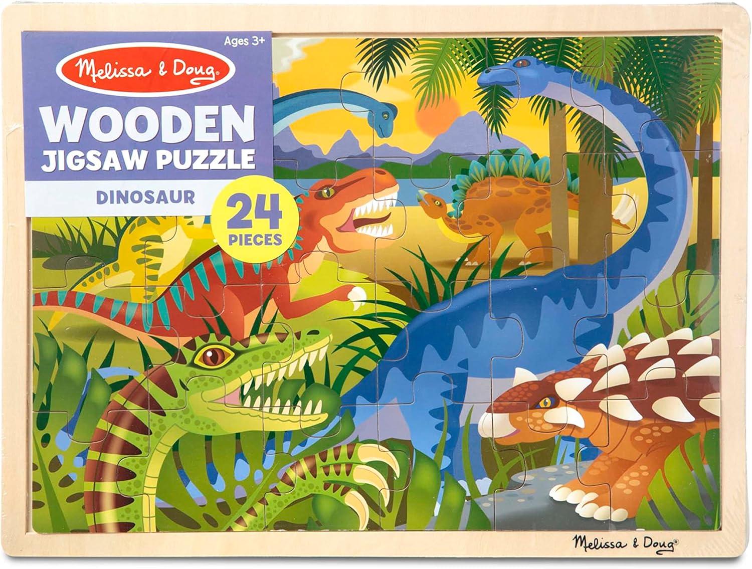 imageMelissa ampamp Doug Under The Sea Ocean Animals Wooden Jigsaw Puzzle with Storage Tray 24 pcsDinosaurs