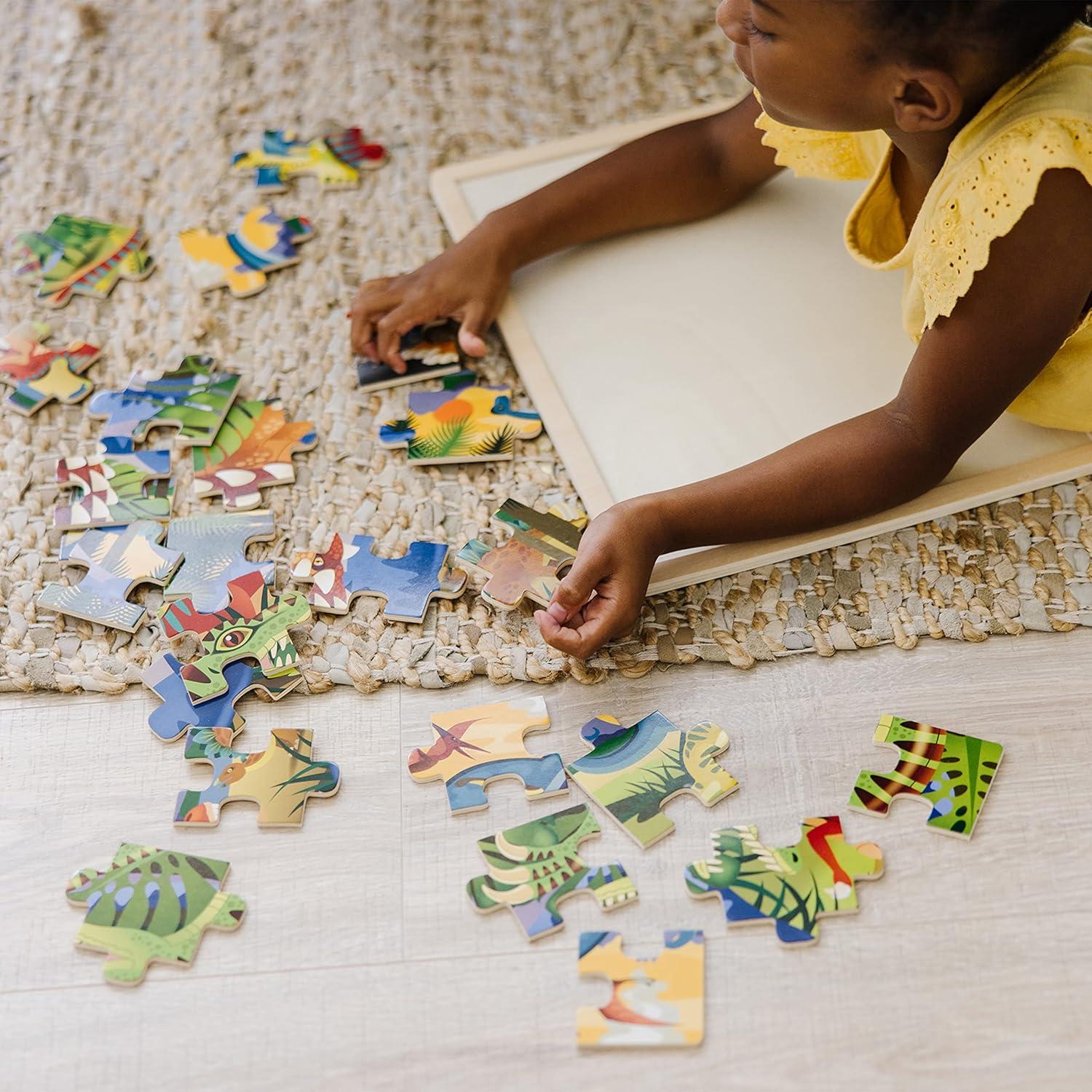 imageMelissa ampamp Doug Under The Sea Ocean Animals Wooden Jigsaw Puzzle with Storage Tray 24 pcsDinosaurs