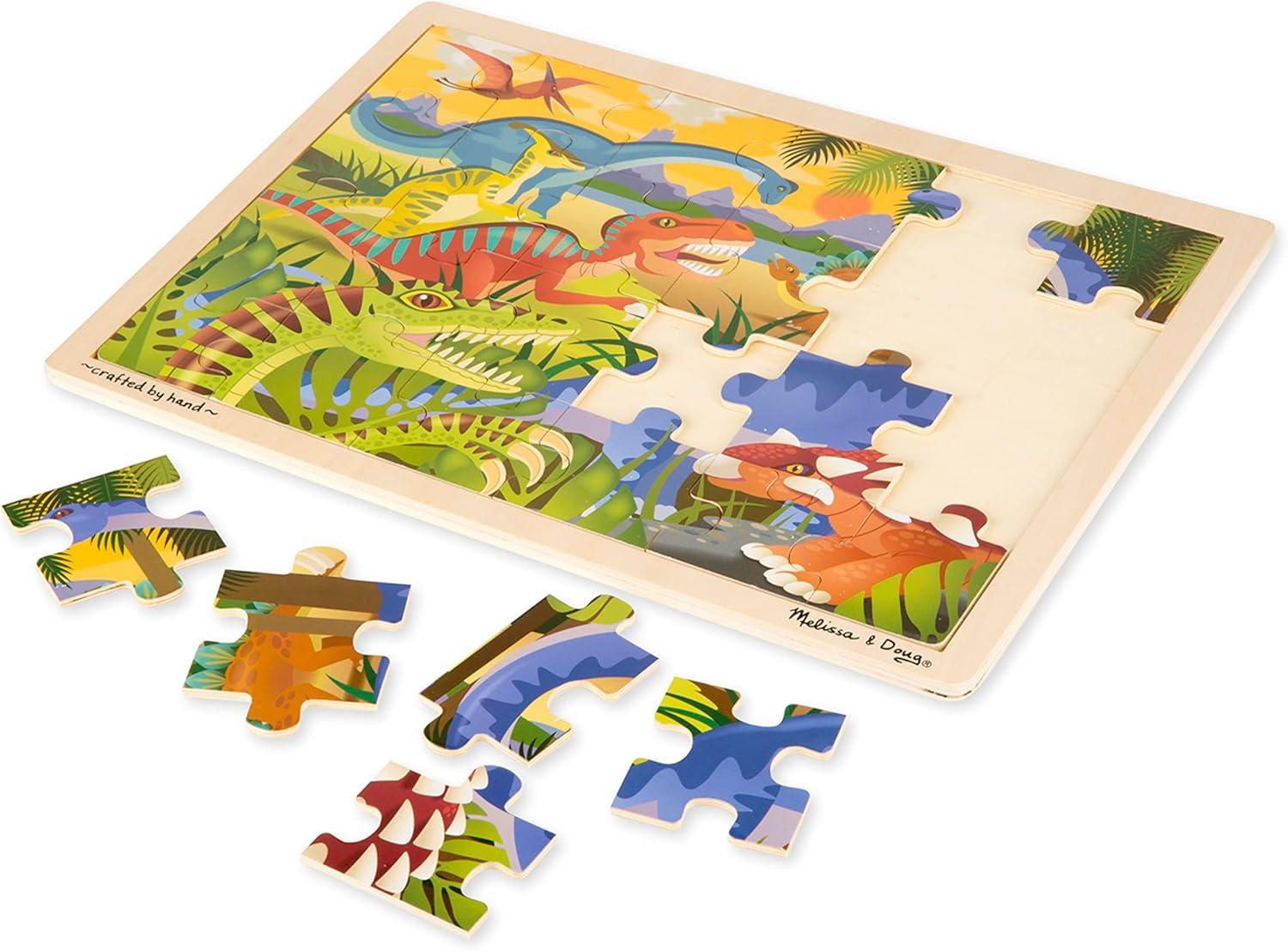 imageMelissa ampamp Doug Under The Sea Ocean Animals Wooden Jigsaw Puzzle with Storage Tray 24 pcsDinosaurs