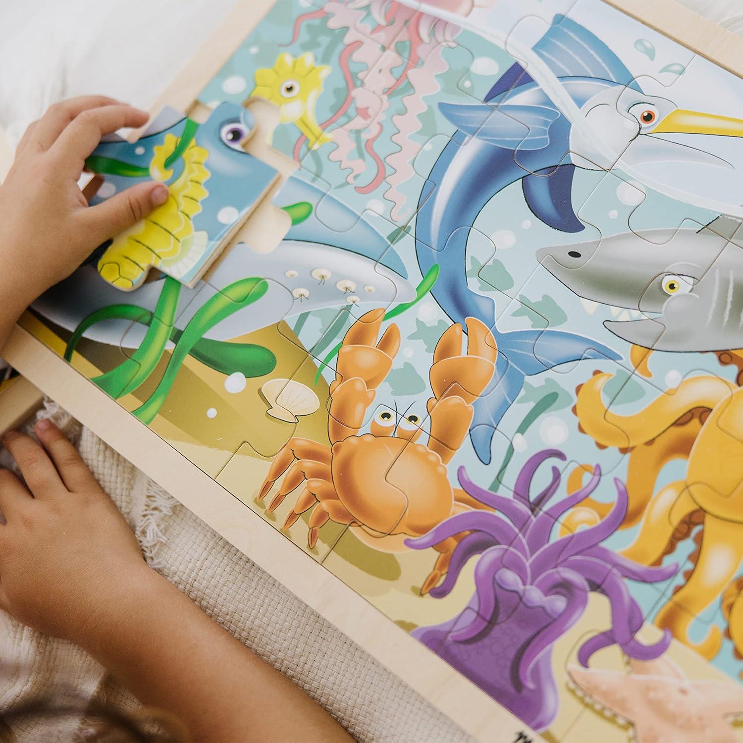 imageMelissa ampamp Doug Under The Sea Ocean Animals Wooden Jigsaw Puzzle with Storage Tray 24 pcsUnder the Sea Ocean Animals