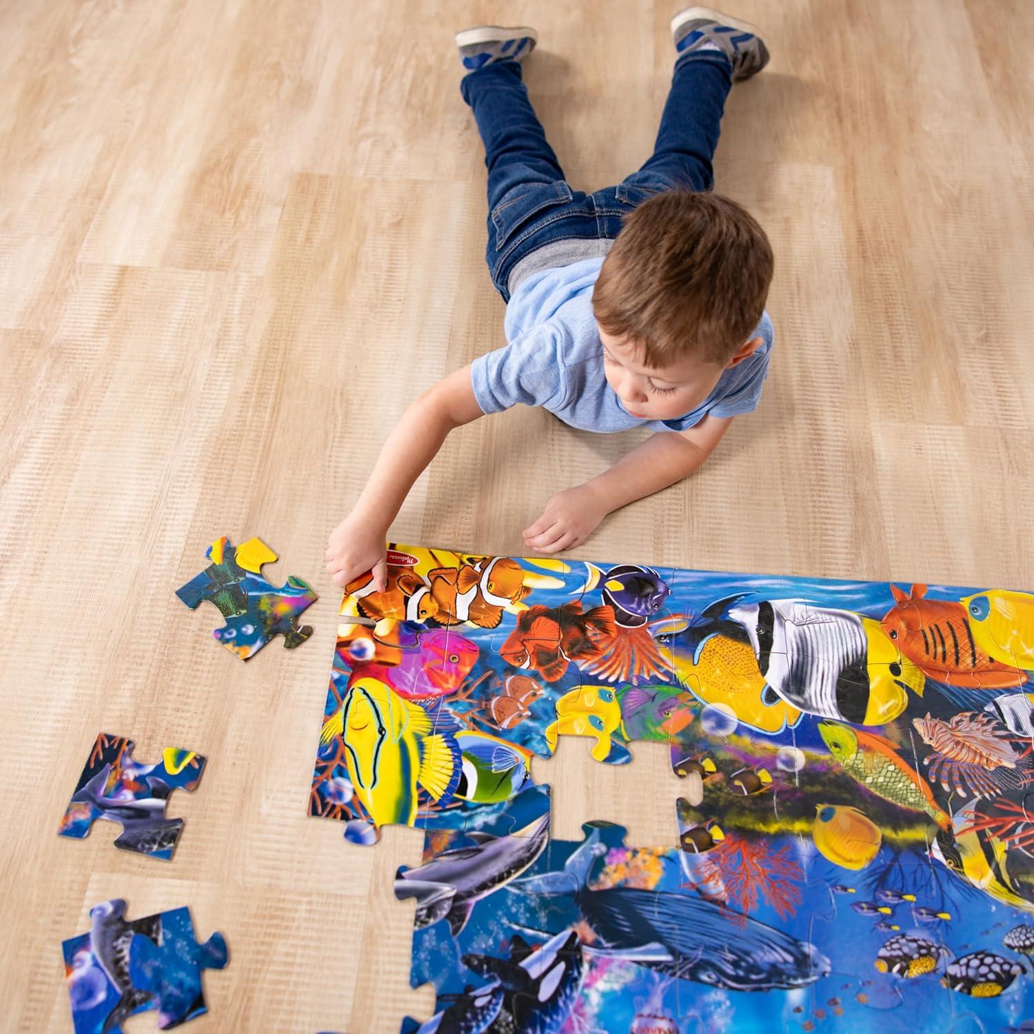 imageMelissa ampamp Doug Underwater Ocean Floor Puzzle 48 pc Jumbo Jigsaw Puzzle Educational Screen Free Activity for Toddler Preschoolers and Kids Ages 3 2 x 3 Feet  FSC CertifiedUnderwater
