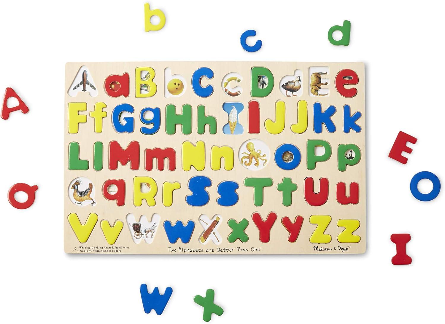imageMelissa ampamp Doug Upper ampamp Lower Case Alphabet Letters Wooden Puzzle 52 pcs