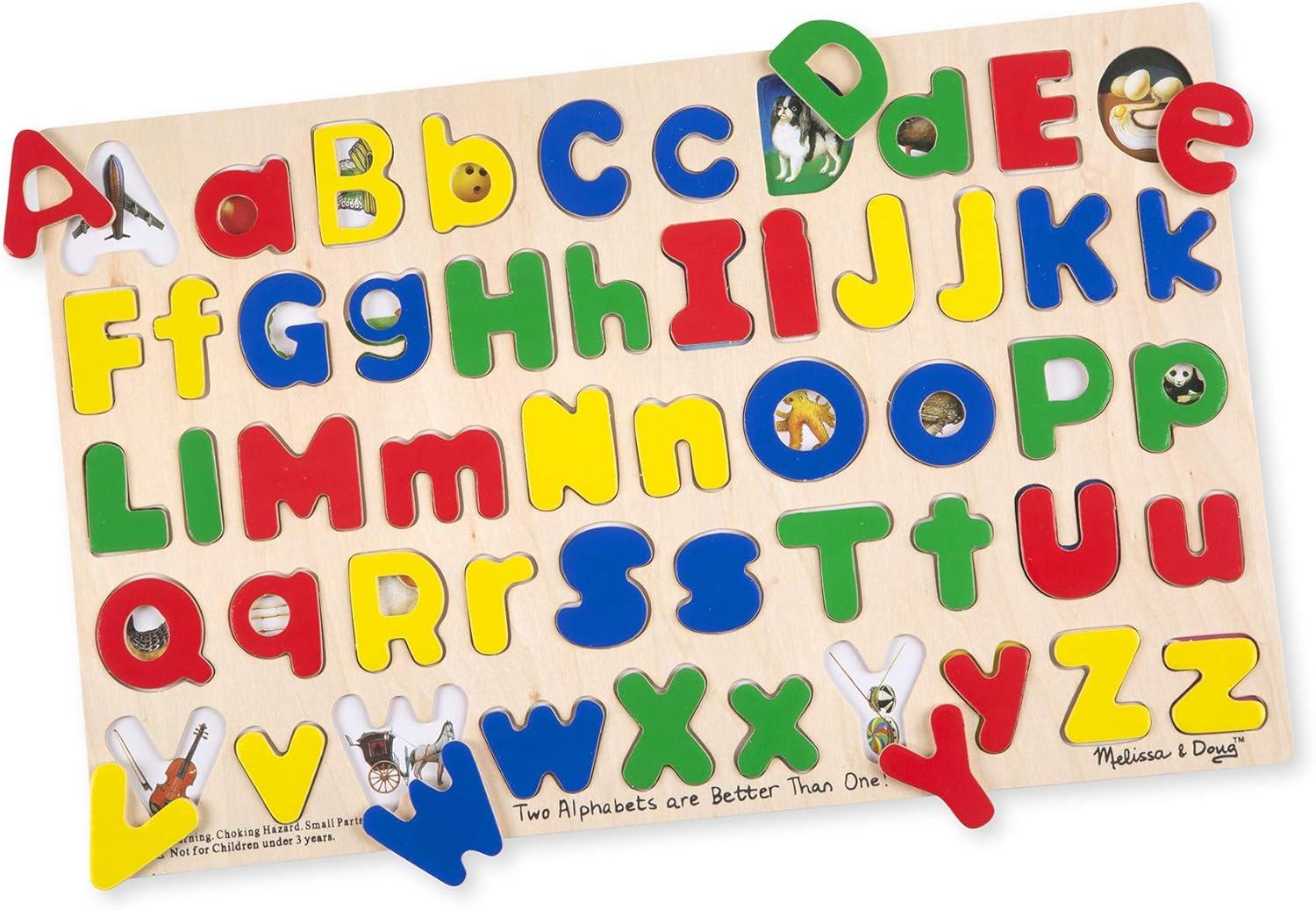 imageMelissa ampamp Doug Upper ampamp Lower Case Alphabet Letters Wooden Puzzle 52 pcs