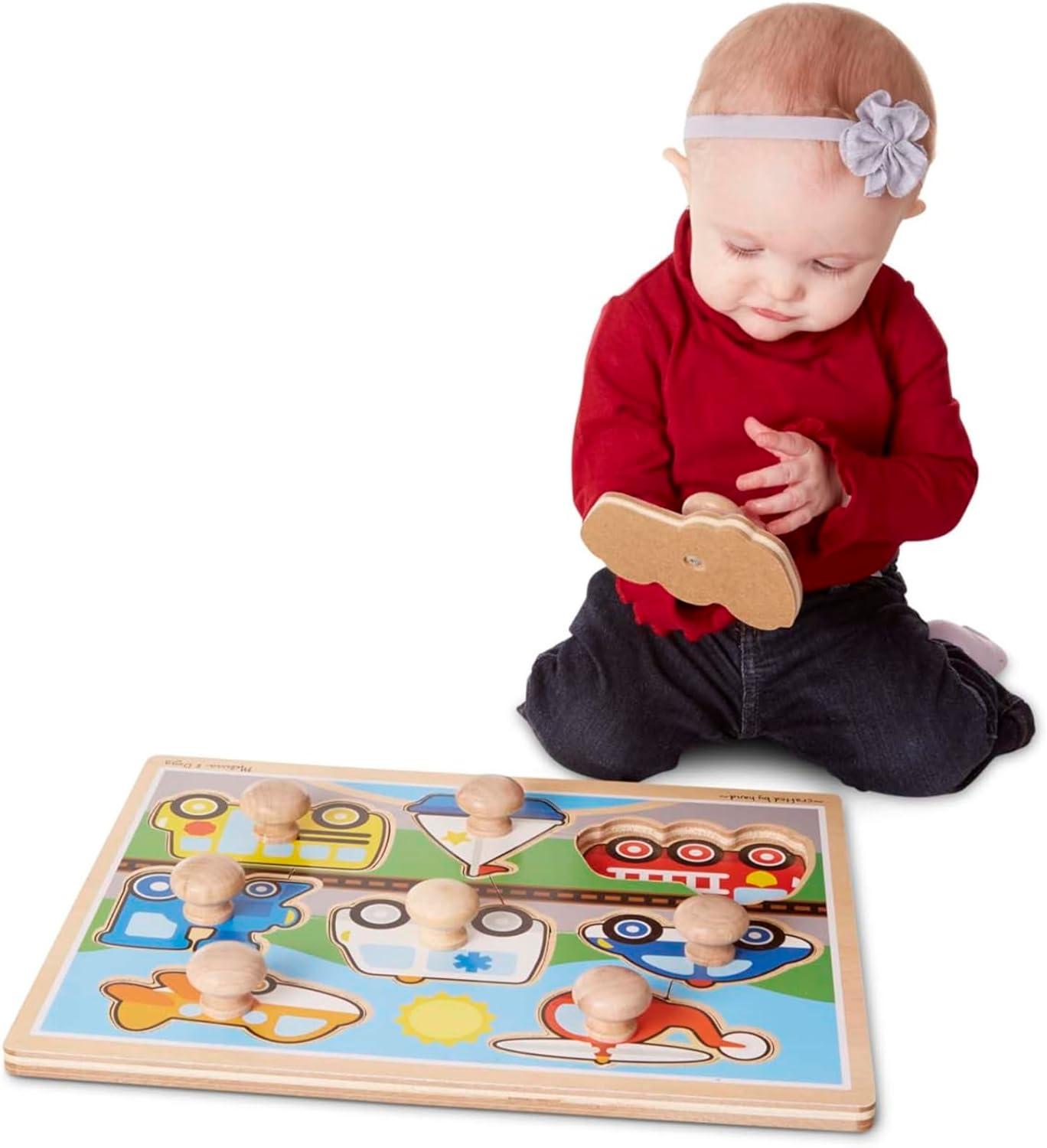 imageMelissa ampamp Doug Vehicle Jumbo Knob Puzzle Wooden Peg Puzzle for Toddlers Educational Toy for Shape Recognition and Fine Motor Skills Ages 1