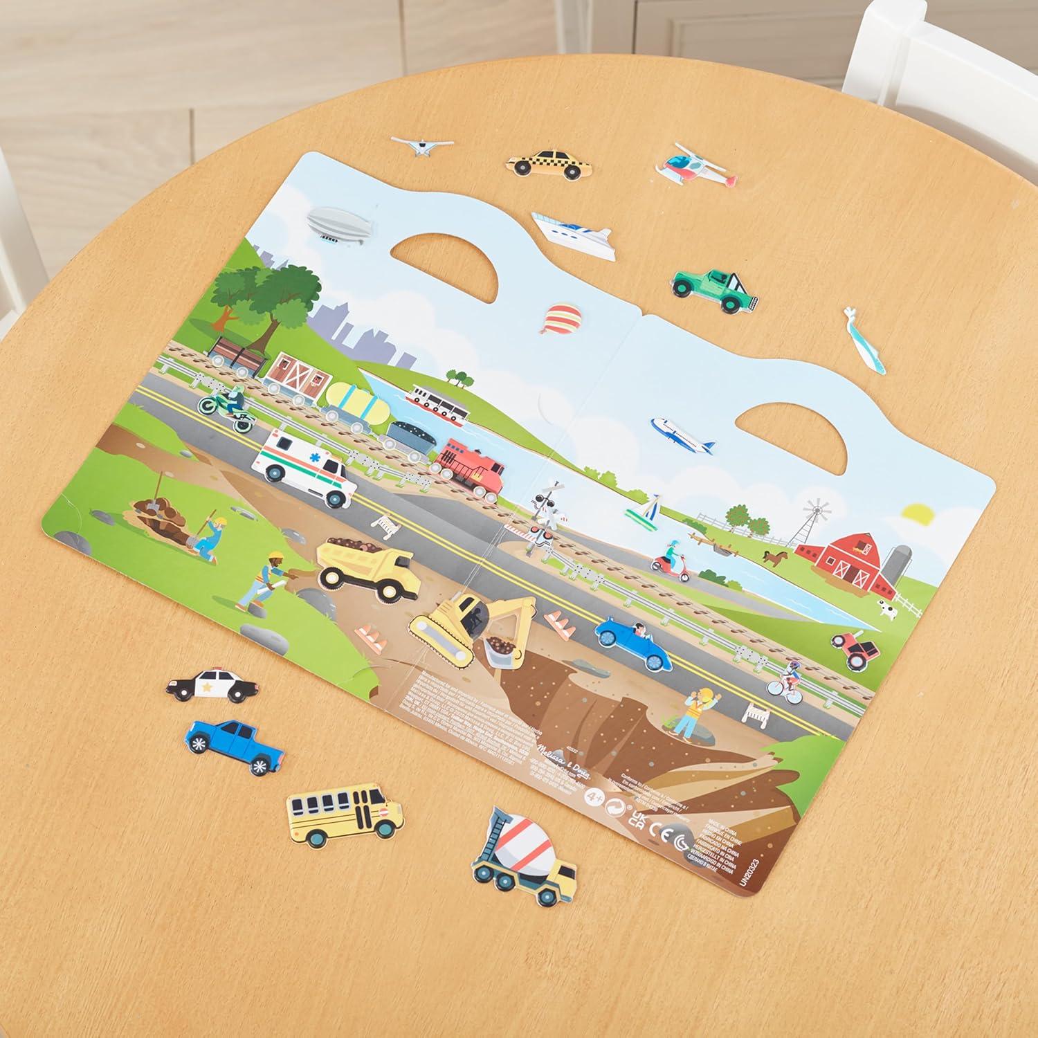 imageMelissa ampamp Doug Vehicles Puffy Sticker Play Set Travel Toy with DoubleSided Background 32 Reusable Puffy Stickers