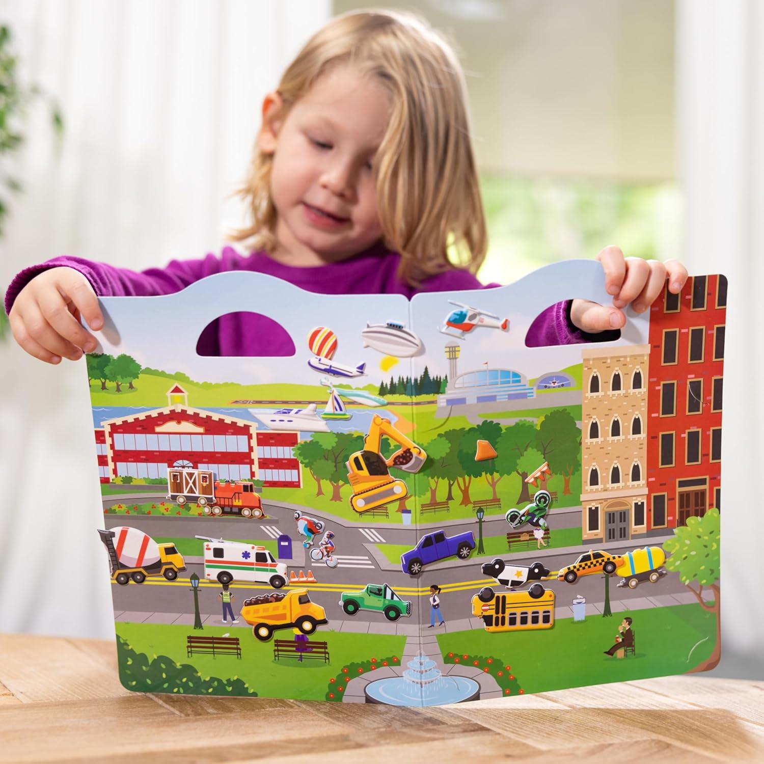 imageMelissa ampamp Doug Vehicles Puffy Sticker Play Set Travel Toy with DoubleSided Background 32 Reusable Puffy Stickers