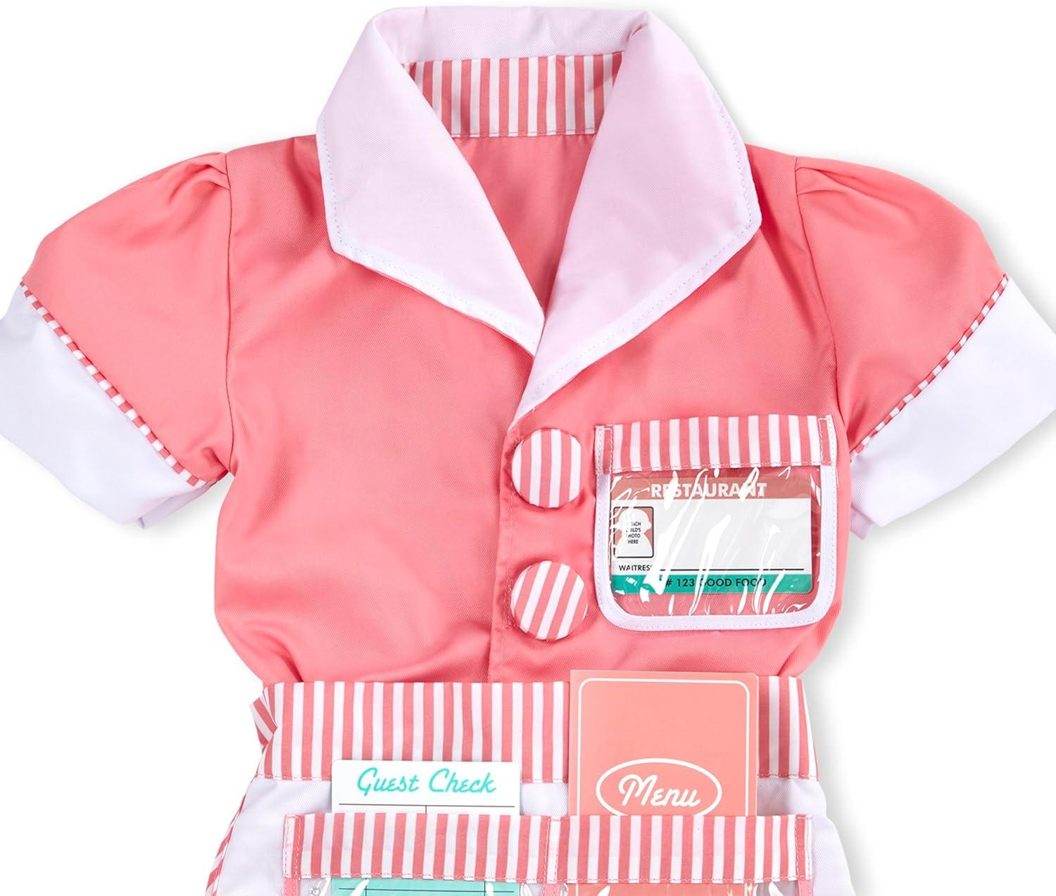 imageMelissa ampamp Doug Waitress Role Play Costume Set 7 pcs  Includes Apron Order Pad Cap