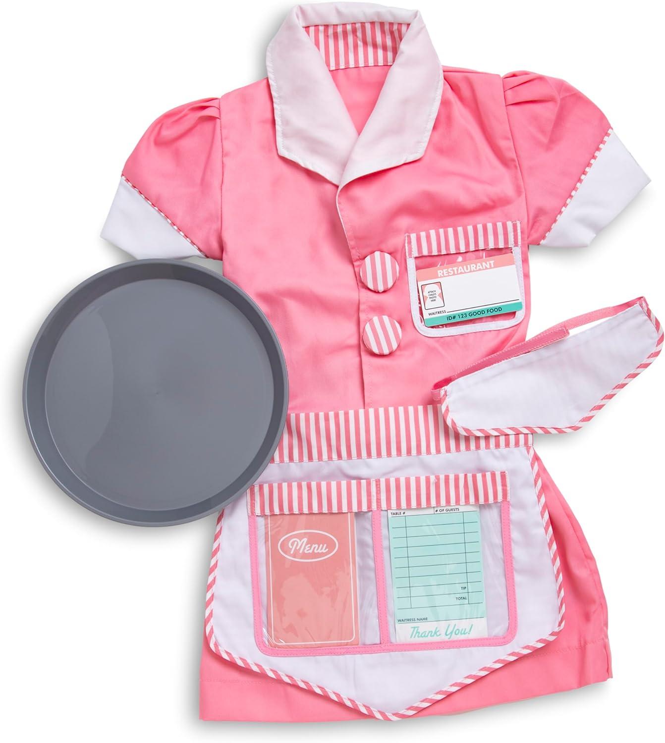 imageMelissa ampamp Doug Waitress Role Play Costume Set 7 pcs  Includes Apron Order Pad Cap