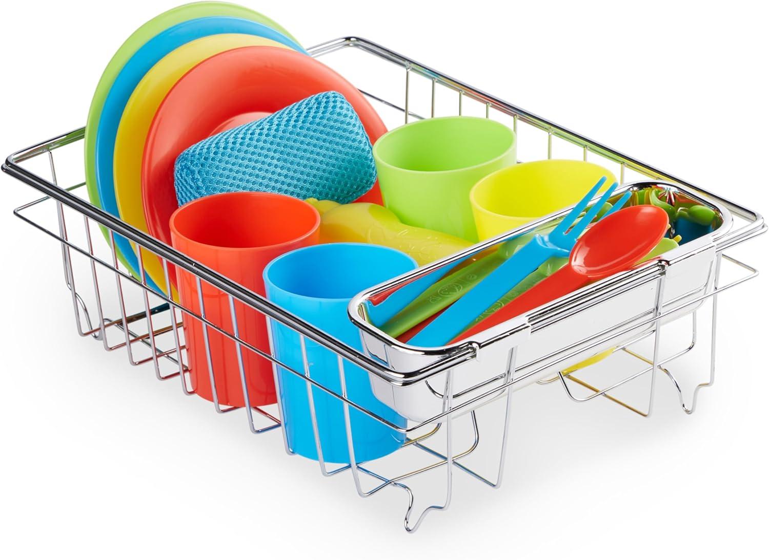 imageMelissa ampamp Doug Wash and Dry Dish Set  24 Pieces Kids Play Dishes Play Kitchen Accessories Toy Dishes for Kids Kitchen Ages 3Dish Set