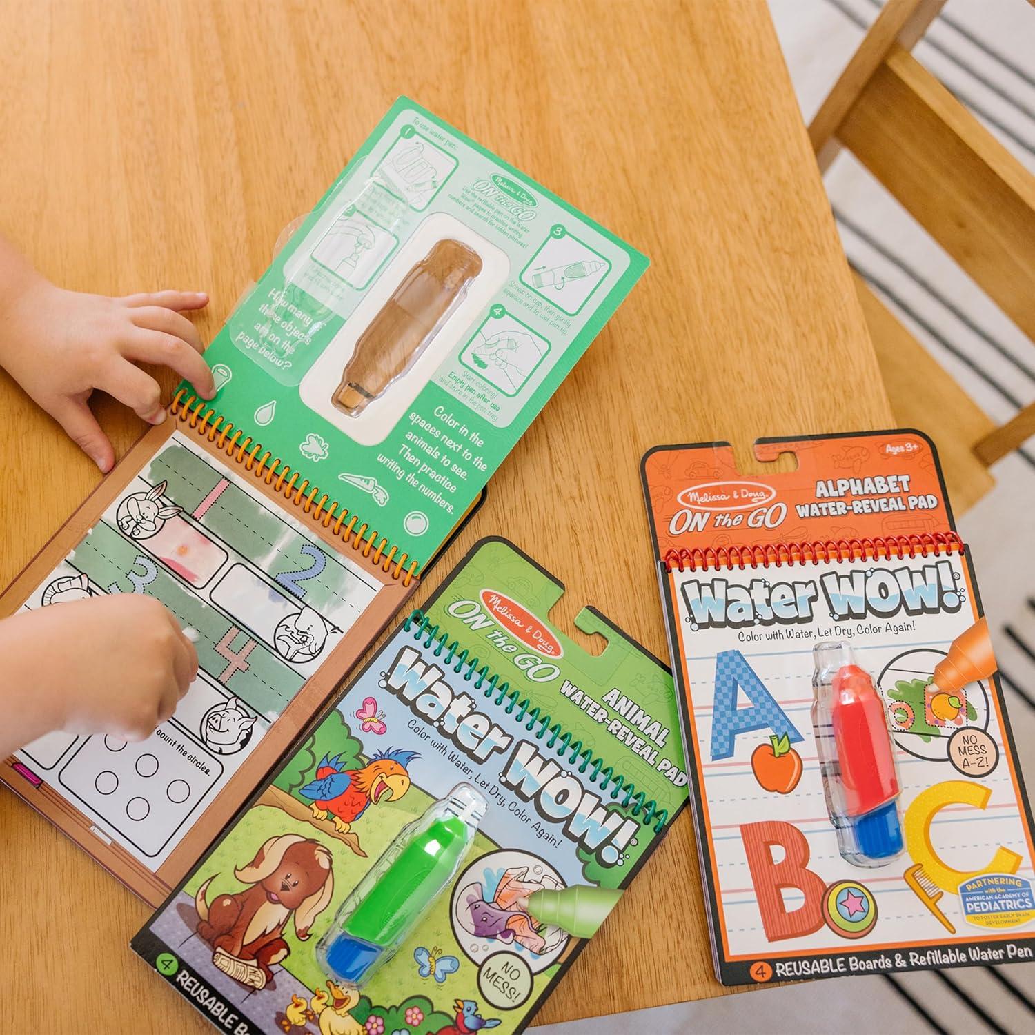 imageMelissa ampamp Doug Water Wow  Water Reveal Pad Bundle  Animals Alphabet Numbers and More  FSC Certified