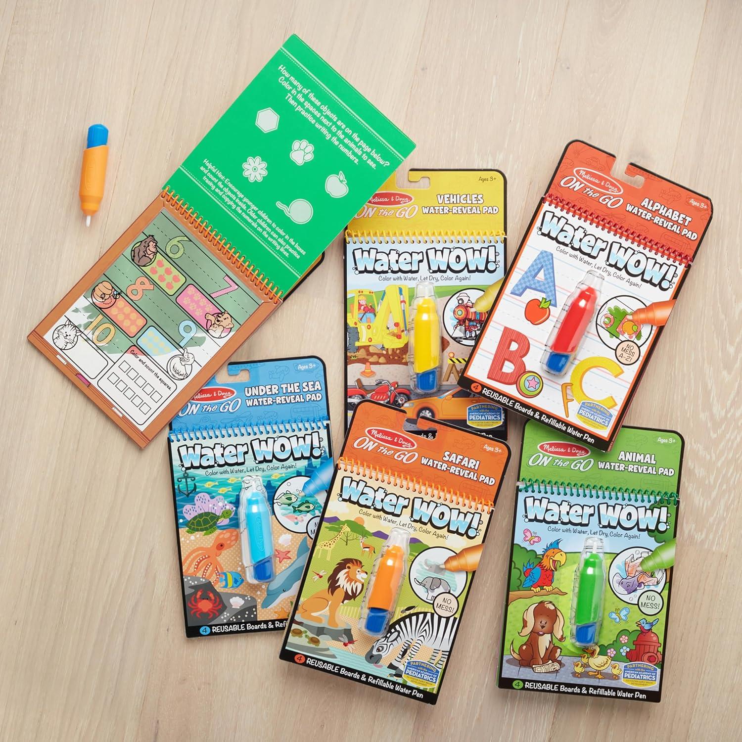 imageMelissa ampamp Doug Water Wow  Water Reveal Pad Bundle  Animals Alphabet Numbers and More  FSC Certified
