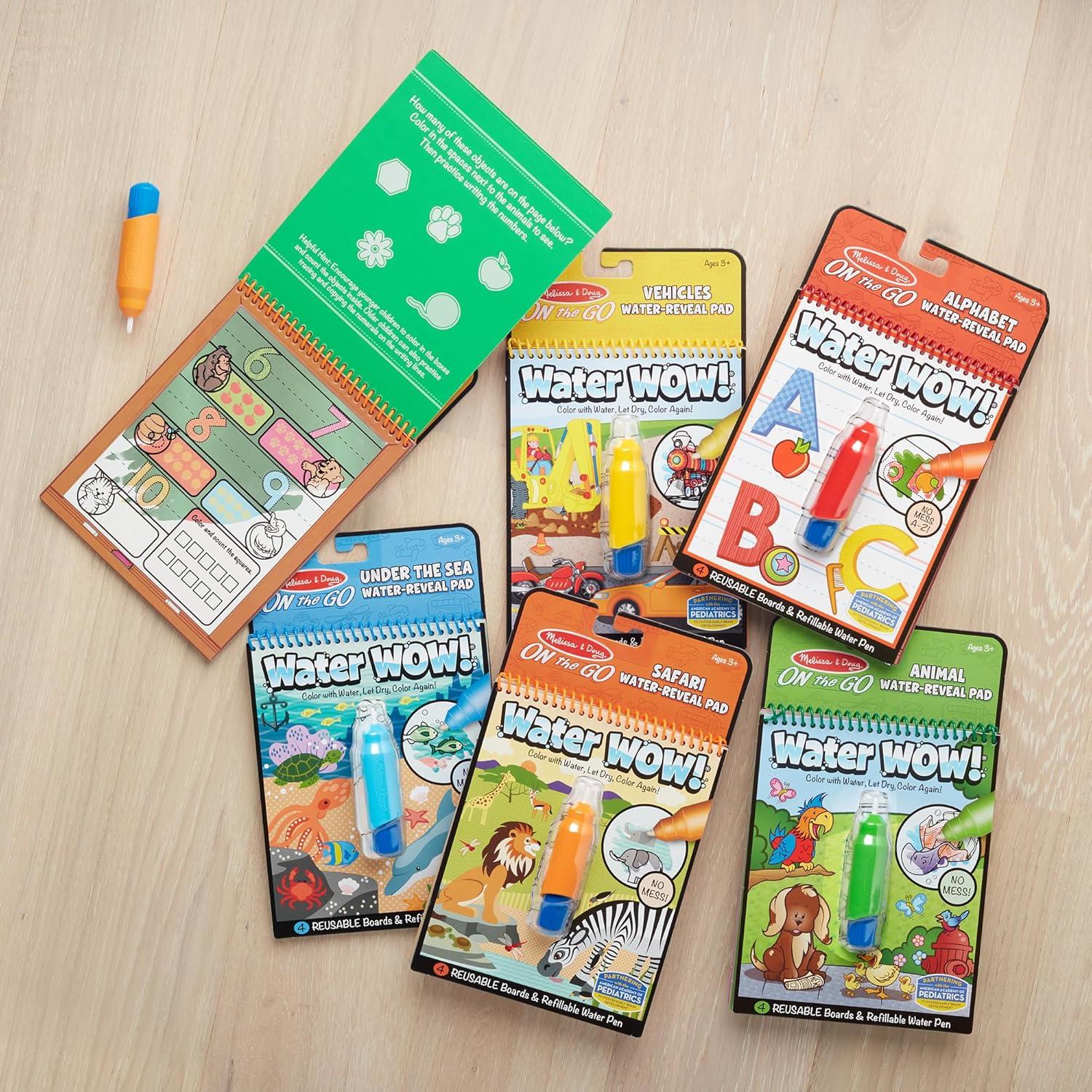 imageMelissa ampamp Doug Water Wow  Water Reveal Pad Bundle  Animals Alphabet Numbers and More  FSC Certified