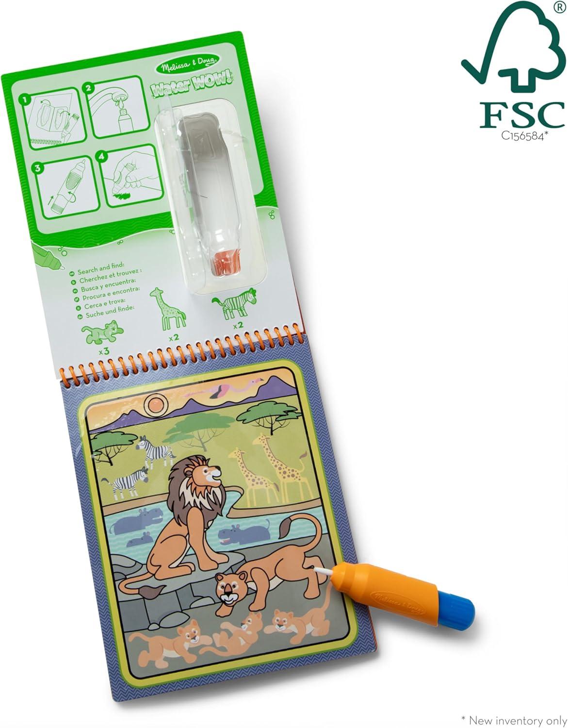 imageMelissa ampamp Doug Water Wow Mess Free Coloring Book Reusable WaterReveal Activity Pad On The Farm Travel Toys Party Favors for Toddlers ampamp Kids Ages 3Safari