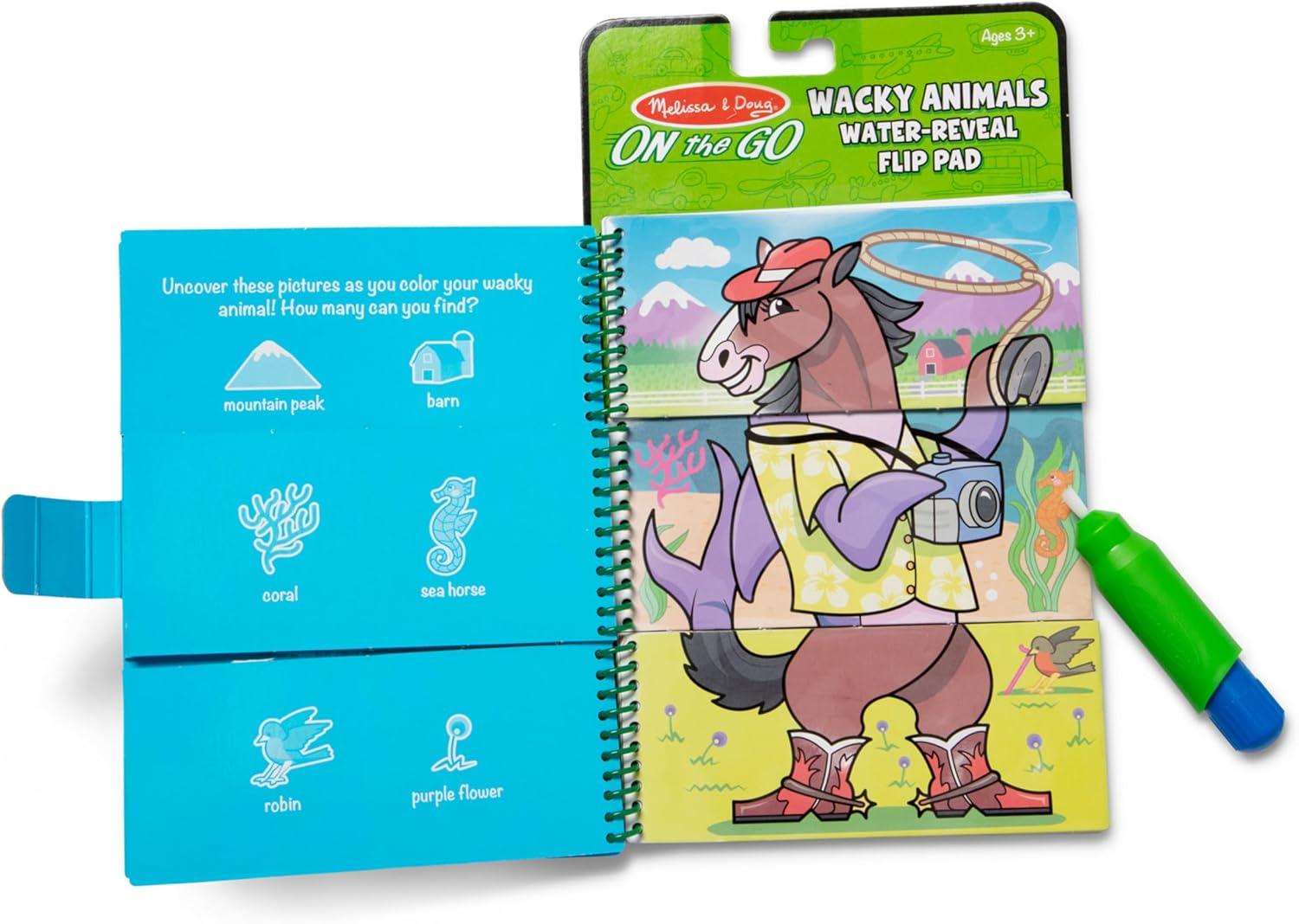 imageMelissa ampamp Doug Water Wow Mess Free Coloring Book Reusable WaterReveal Activity Pad On The Farm Travel Toys Party Favors for Toddlers ampamp Kids Ages 3Wacky Animals