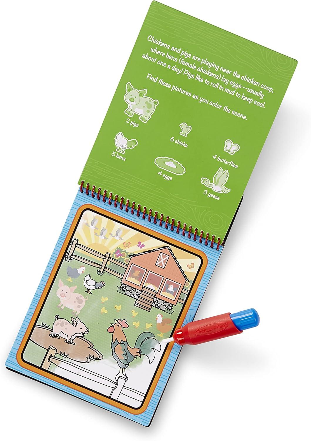 imageMelissa ampamp Doug Water Wow Mess Free Coloring Book Reusable WaterReveal Activity Pad On The Farm Travel Toys Party Favors for Toddlers ampamp Kids Ages 3Farm