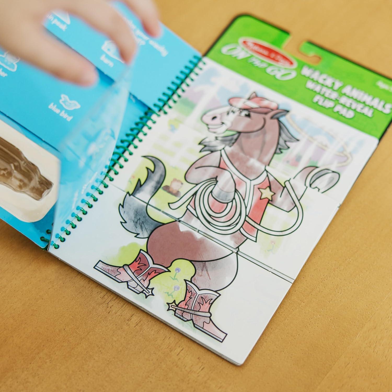 imageMelissa ampamp Doug Water Wow Mess Free Coloring Book Reusable WaterReveal Activity Pad On The Farm Travel Toys Party Favors for Toddlers ampamp Kids Ages 3Wacky Animals
