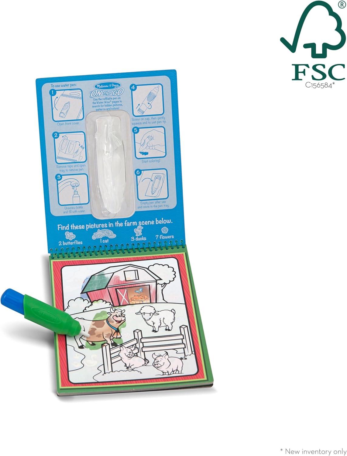 imageMelissa ampamp Doug Water Wow Mess Free Coloring Book Reusable WaterReveal Activity Pad On The Farm Travel Toys Party Favors for Toddlers ampamp Kids Ages 3Animals