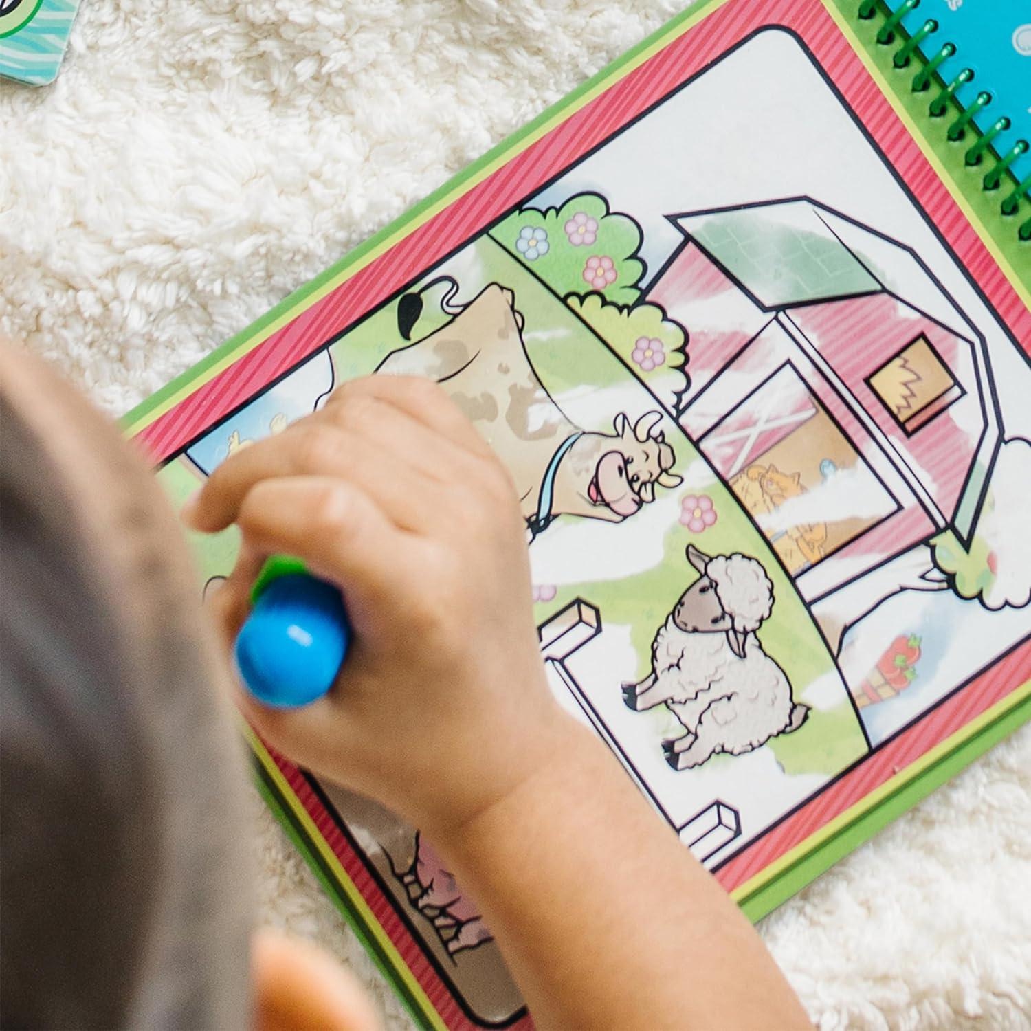 imageMelissa ampamp Doug Water Wow Mess Free Coloring Book Reusable WaterReveal Activity Pad On The Farm Travel Toys Party Favors for Toddlers ampamp Kids Ages 3Animals