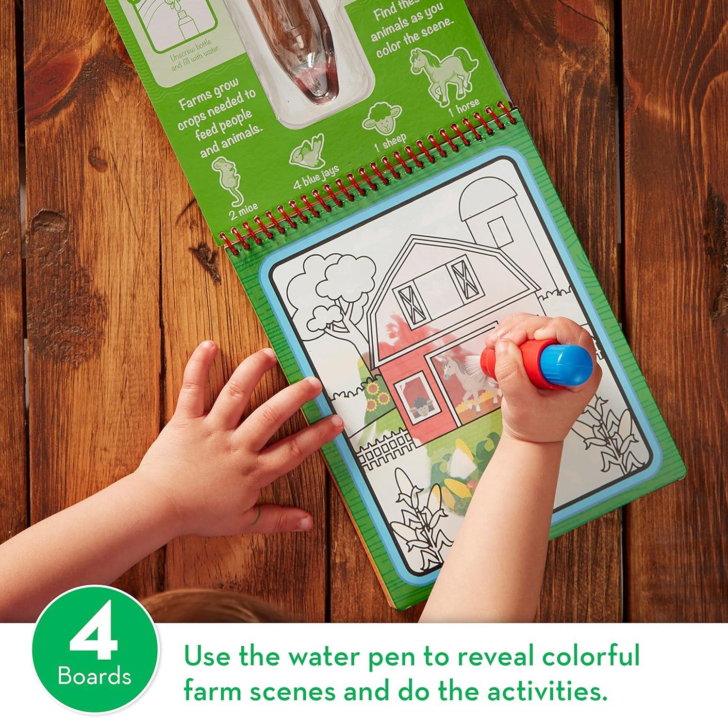 imageMelissa ampamp Doug Water Wow Mess Free Coloring Book Reusable WaterReveal Activity Pad On The Farm Travel Toys Party Favors for Toddlers ampamp Kids Ages 3Farm