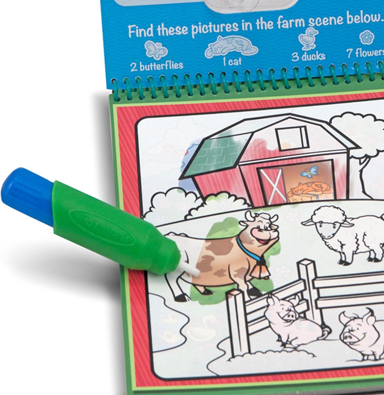 imageMelissa ampamp Doug Water Wow Mess Free Coloring Book Reusable WaterReveal Activity Pad On The Farm Travel Toys Party Favors for Toddlers ampamp Kids Ages 3Animals