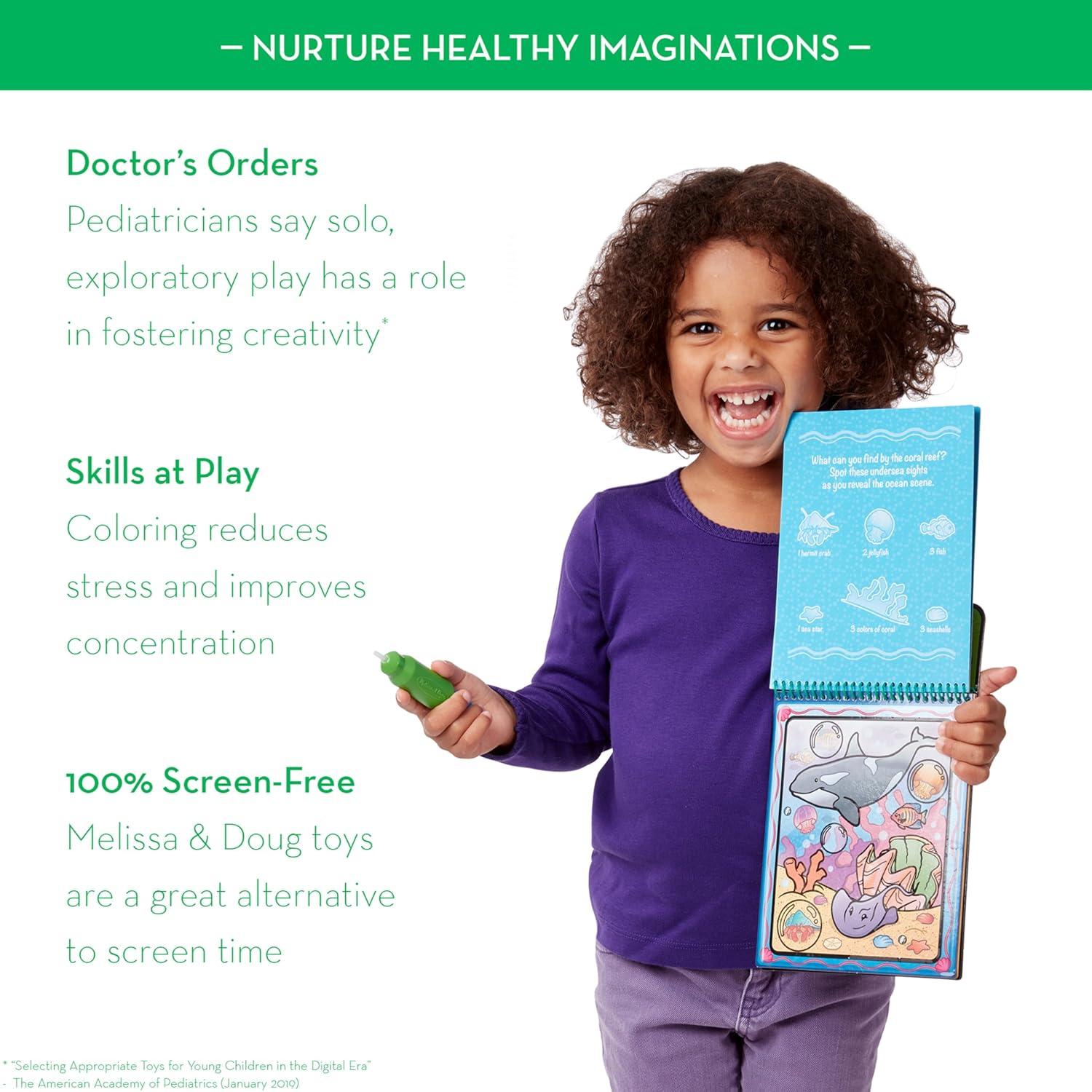 imageMelissa ampamp Doug Water Wow Mess Free Coloring Book Reusable WaterReveal Activity Pad On The Farm Travel Toys Party Favors for Toddlers ampamp Kids Ages 3Animals