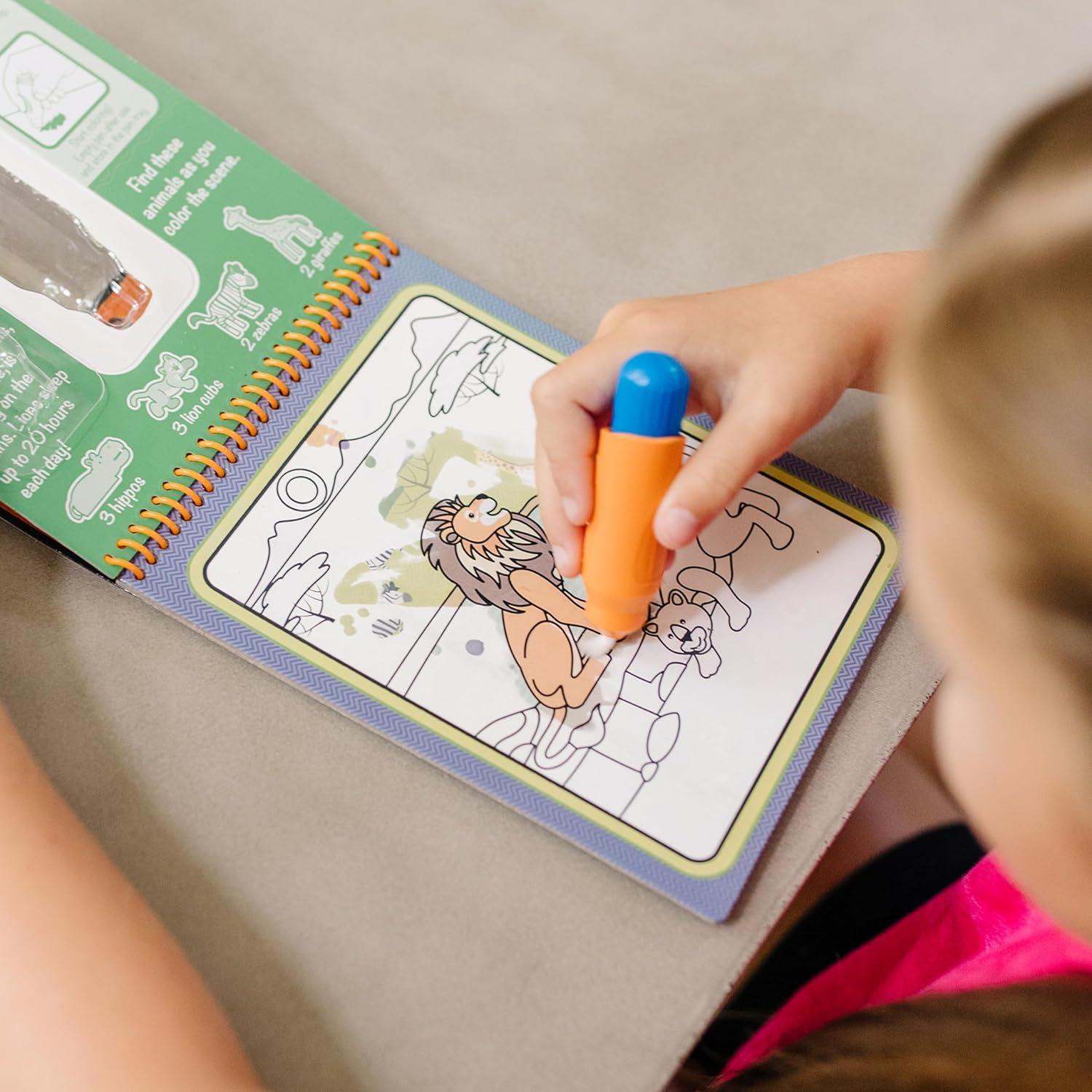 imageMelissa ampamp Doug Water Wow Mess Free Coloring Book Reusable WaterReveal Activity Pad On The Farm Travel Toys Party Favors for Toddlers ampamp Kids Ages 3Safari