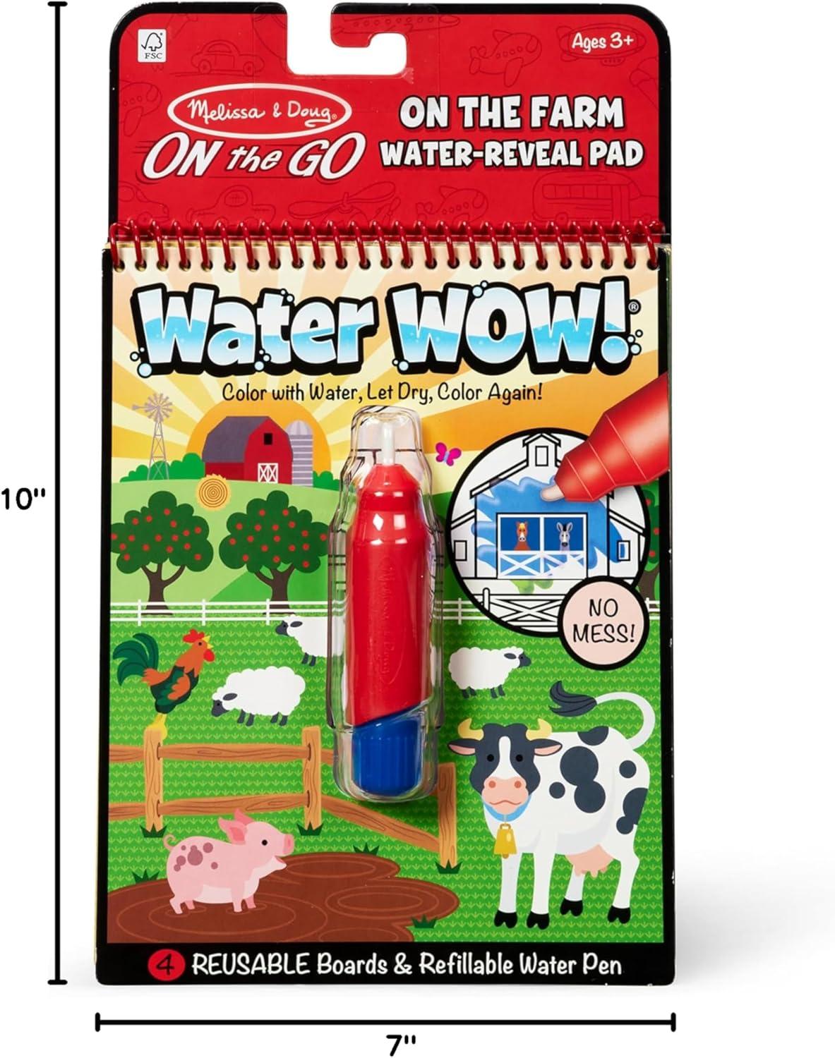 imageMelissa ampamp Doug Water Wow Mess Free Coloring Book Reusable WaterReveal Activity Pad On The Farm Travel Toys Party Favors for Toddlers ampamp Kids Ages 3Farm