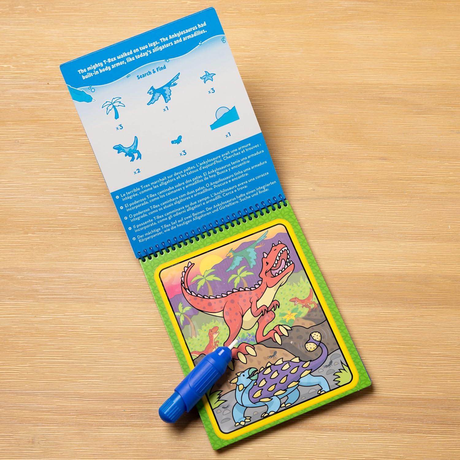 imageMelissa ampamp Doug Water Wow Mess Free Coloring Book Reusable WaterReveal Activity Pad On The Farm Travel Toys Party Favors for Toddlers ampamp Kids Ages 3Dinosaurs