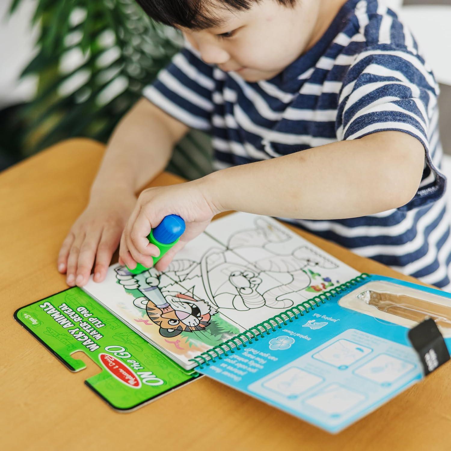 imageMelissa ampamp Doug Water Wow Mess Free Coloring Book Reusable WaterReveal Activity Pad On The Farm Travel Toys Party Favors for Toddlers ampamp Kids Ages 3Wacky Animals