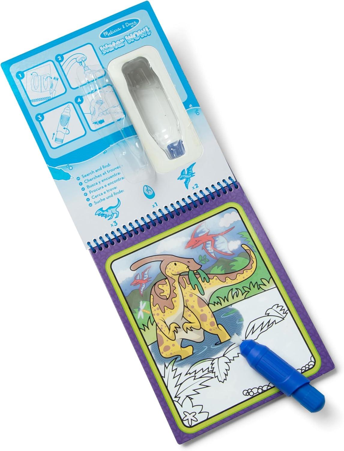 imageMelissa ampamp Doug Water Wow Mess Free Coloring Book Reusable WaterReveal Activity Pad On The Farm Travel Toys Party Favors for Toddlers ampamp Kids Ages 3Dinosaurs