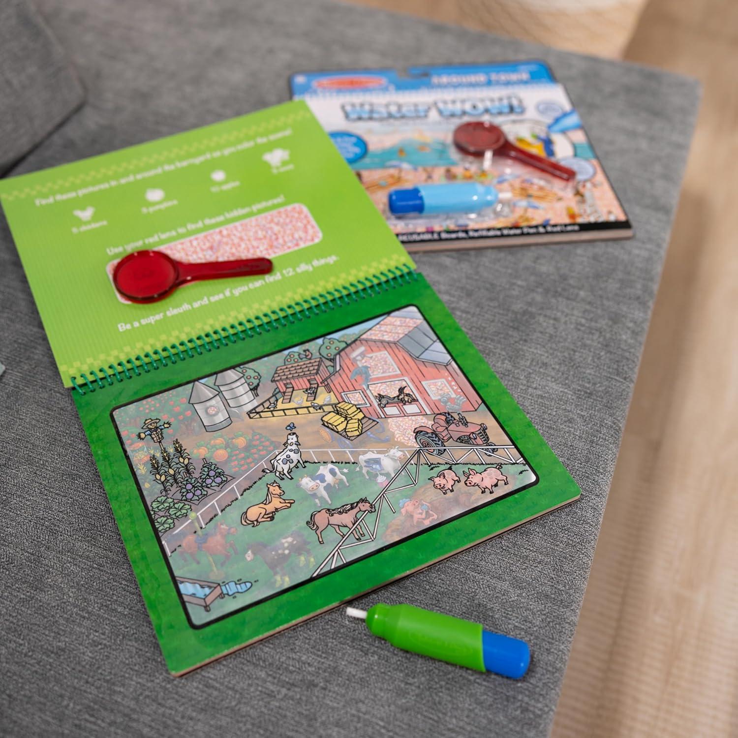 imageMelissa ampamp Doug Water Wow Reusable ColorwithWater Deluxe Travel Activity Pad 2 Pack  Around Town Animal AnticsBundle Around Town  Animal Antics