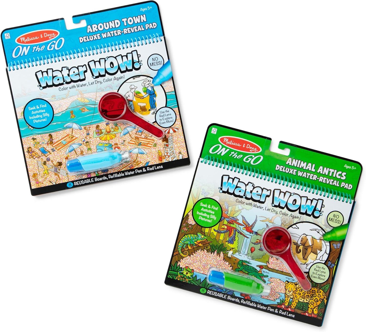 imageMelissa ampamp Doug Water Wow Reusable ColorwithWater Deluxe Travel Activity Pad 2 Pack  Around Town Animal AnticsBundle Around Town  Animal Antics