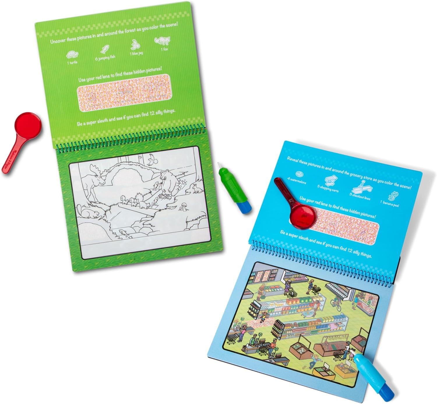imageMelissa ampamp Doug Water Wow Reusable ColorwithWater Deluxe Travel Activity Pad 2 Pack  Around Town Animal AnticsBundle Around Town  Animal Antics