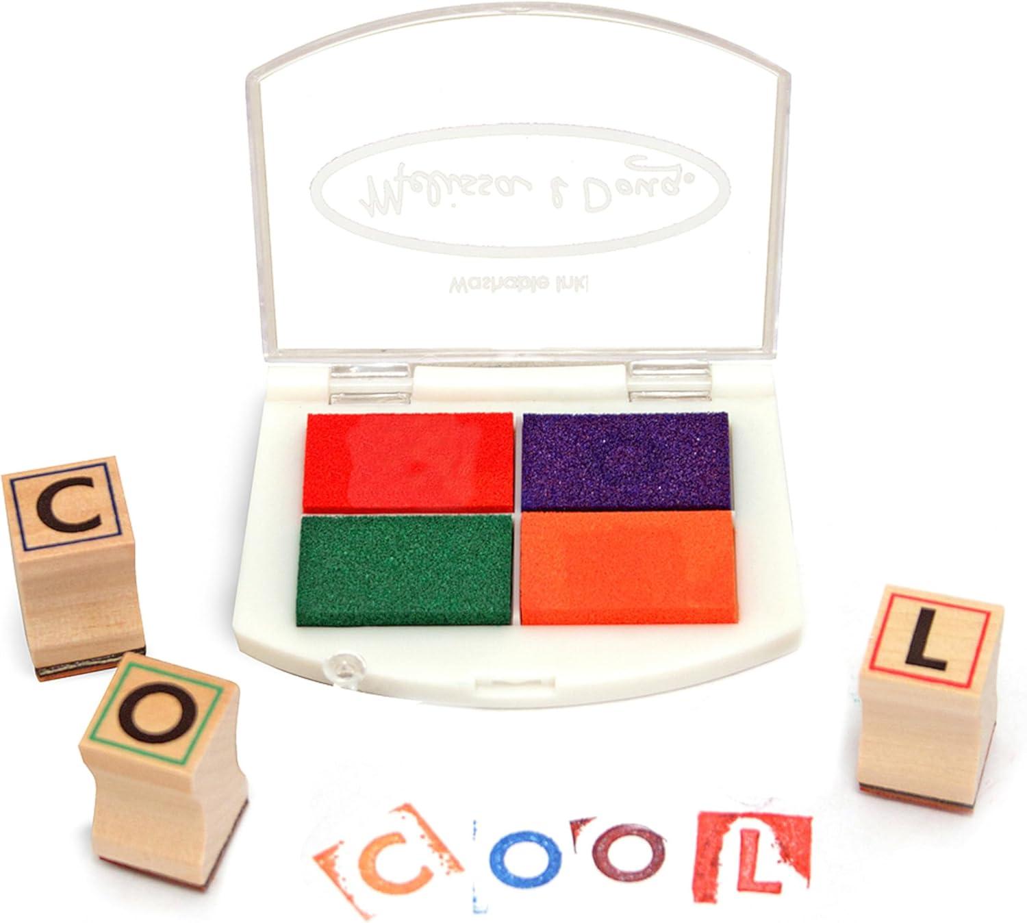 imageMelissa ampamp Doug Wooden Alphabet Stamp Set  56 Stamps with LowerCase and Capital Letters Preschool Writing Toys ABC Stamps Kids Arts ampamp Crafts Letter for Kids Ages 4
