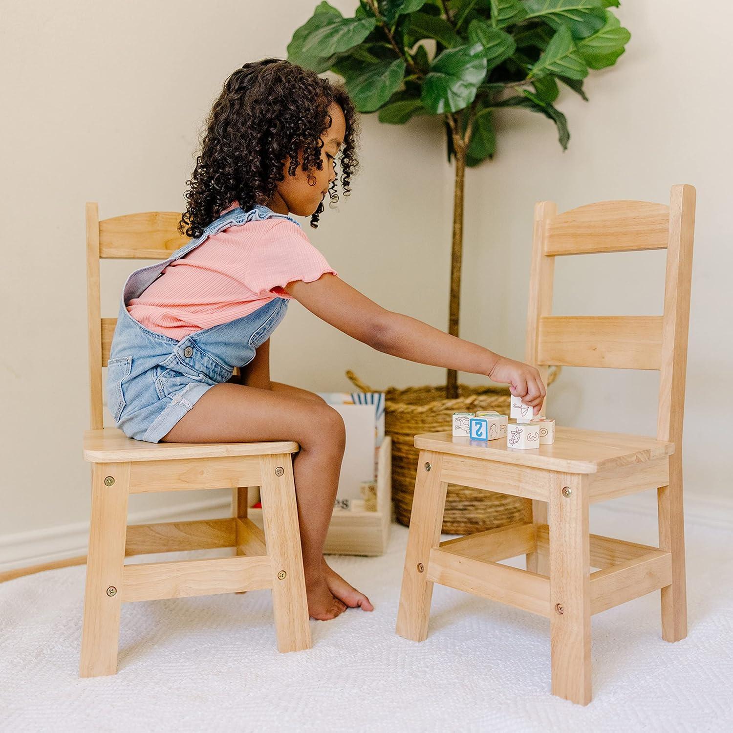 imageMelissa ampamp Doug Wooden Chairs Set of 2  White Furniture for PlayroomBlonde